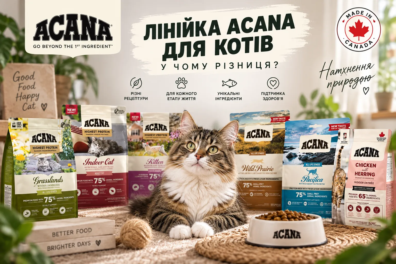 Acana для котів: який корм обрати та чим відрізняються лінійки