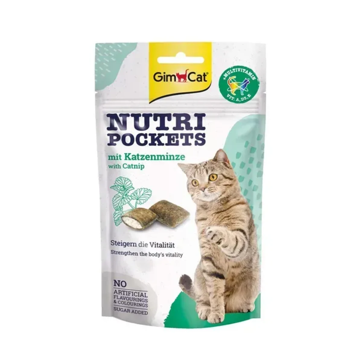 Вітамінні ласощі GimCat Nutri Pockets для котів для підвищення іммунітету з котячою м'ятою та мультивітаміном 60 г — зображення 1