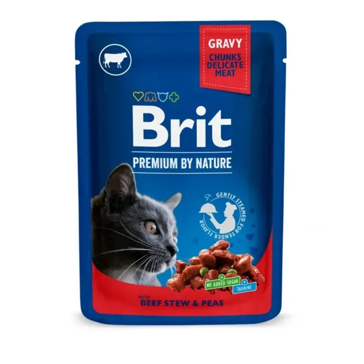 Корм вологий Brit Premium Cat Beef Stew and Peas pouch для котів з тушеною яловичиною та горошком 100 г — зображення 1