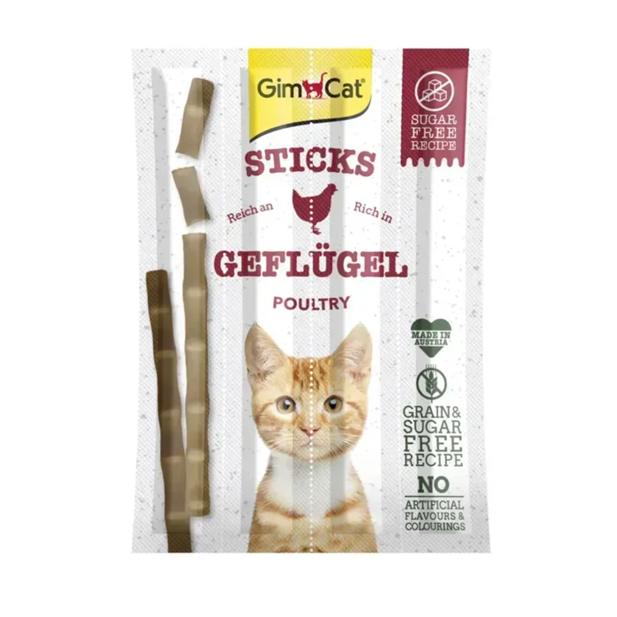 Ласощі GimCat для дорослих котів, з домашньою птицею 4 шт х 5 г