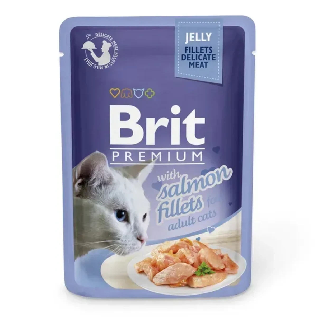 Корм вологий Brit Premium Cat Salmon Fillets Jelly pouch для котів філе лосося в желе 85 г — зображення 1