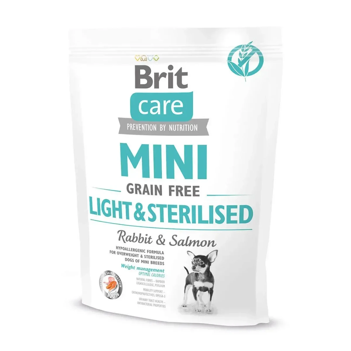 Корм сухий Brit Care Grain Free Mini Light Sterilised для дорослих собак дрібних порід з зайвою вагою або стерілізованих — зображення 1