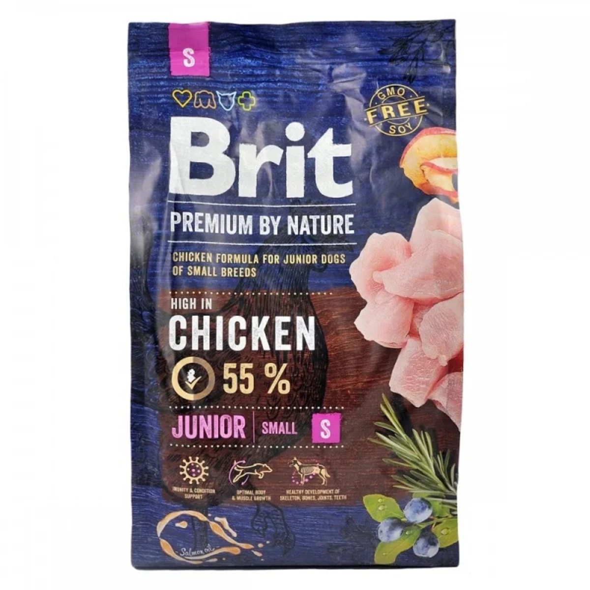 Корм сухий Brit Premium Dog Junior S для молодих собак дрібних порід з куркою — зображення 1