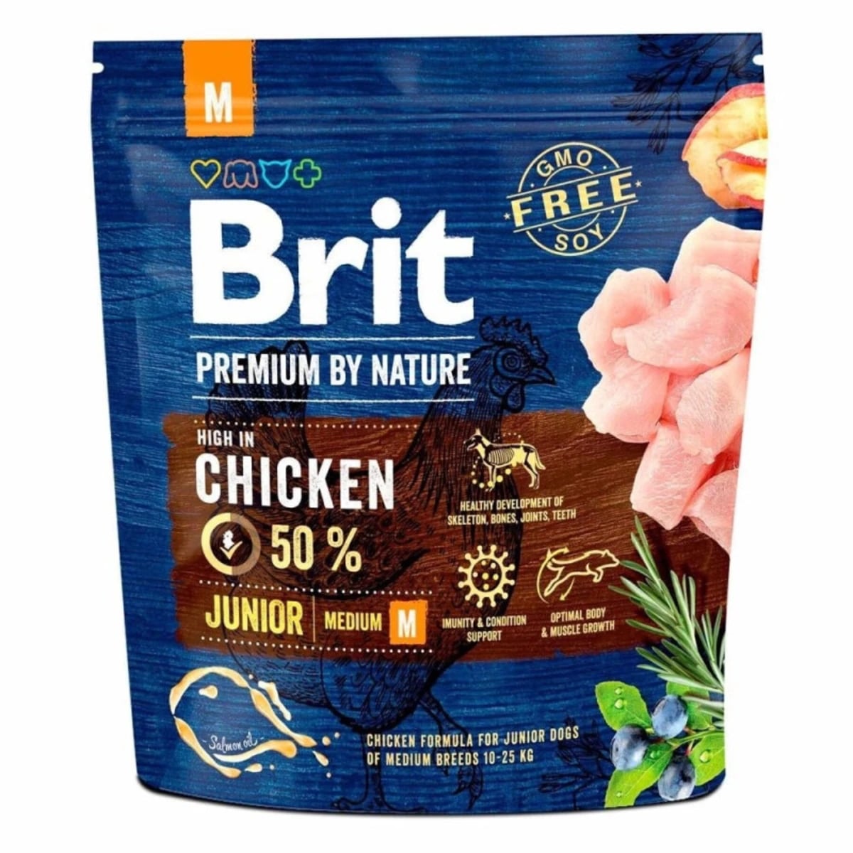 Корм сухий Brit Premium Dog Junior M для цуценят та молодих собак середніх порід, з куркою