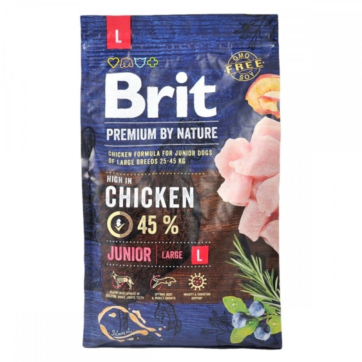 Корм сухий Brit Premium Dog Junior L для цуценят та молодих собак великих порід, з куркою — зображення 1