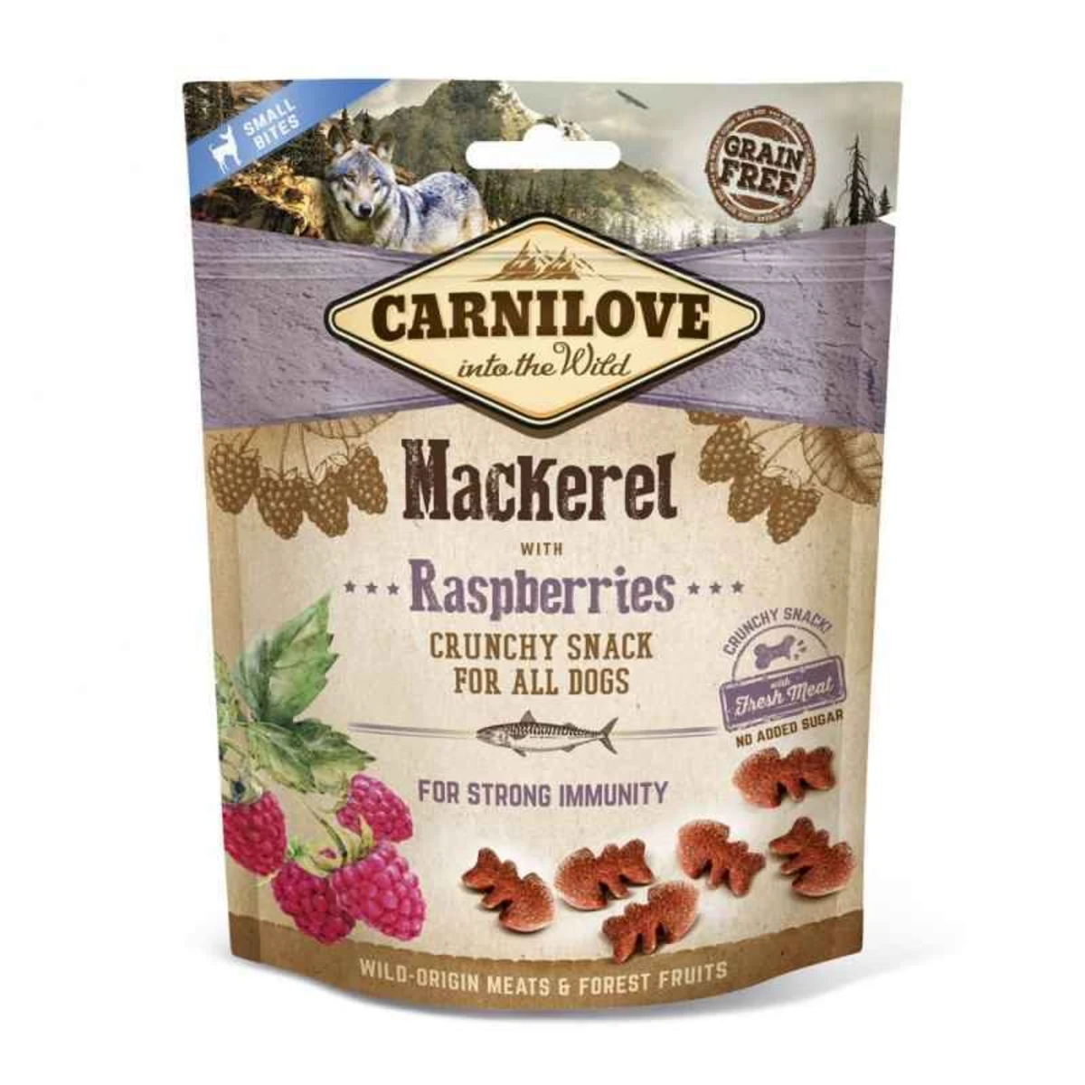 Ласощі Carnilove Dog Crunchy Snack Mackerel with Raspberries для собак для міцного імунітету зі скумбрією та малиною 200 г — зображення 1