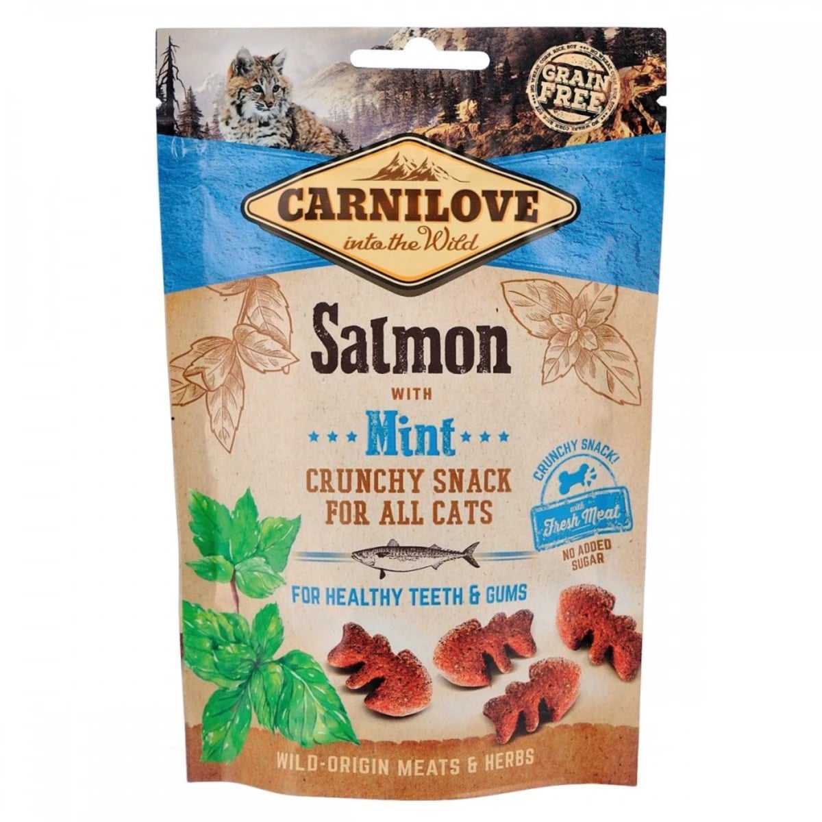 Ласощі Carnilove Cat Crunchy Snack Salmon with Mint для котів для здоров я зубів і ясен з лососем та м ятою