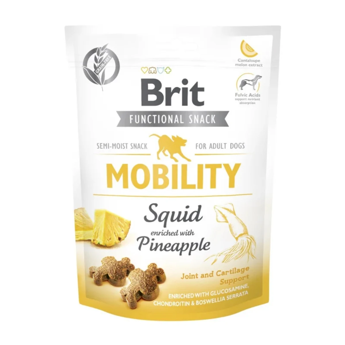 Ласощі Brit Care Functional Snack Mobility для собак для підтримки суглобів з кальмаром та ананасом 150 г — зображення 1