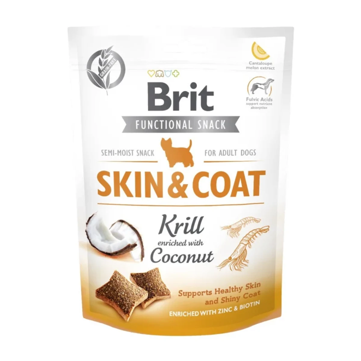 Ласощі для собак Brit Care Functional Snack Skin and Coat для здорової шкіри та шерсті з крилем та кокосом 150 г