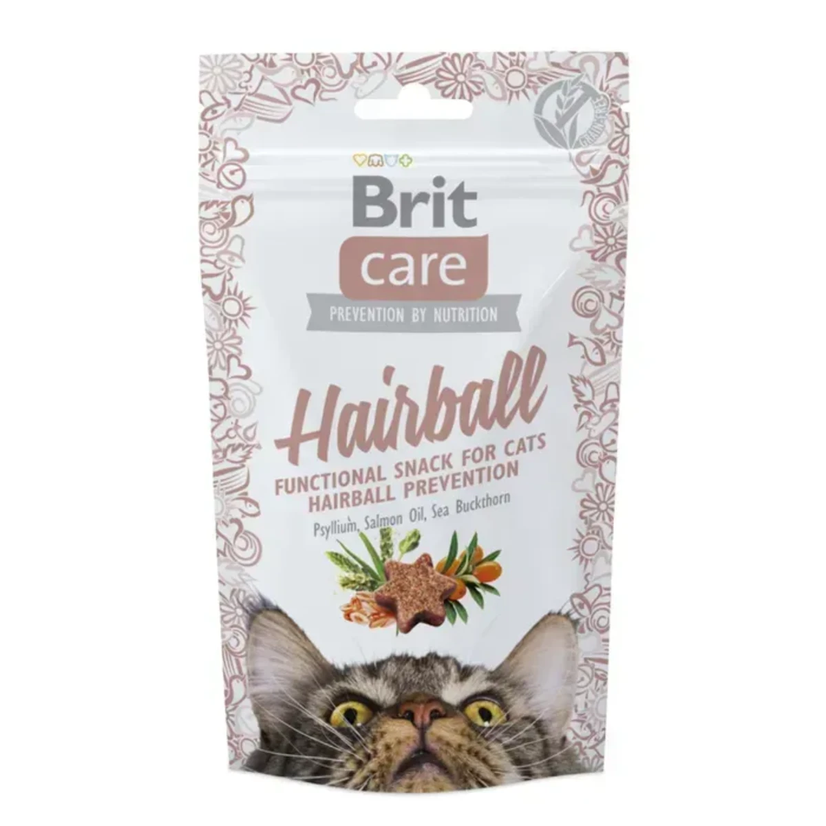Ласощі Brit Care Functional Snack Hairball д/котів для виведення шерсті з качкою 50 г
