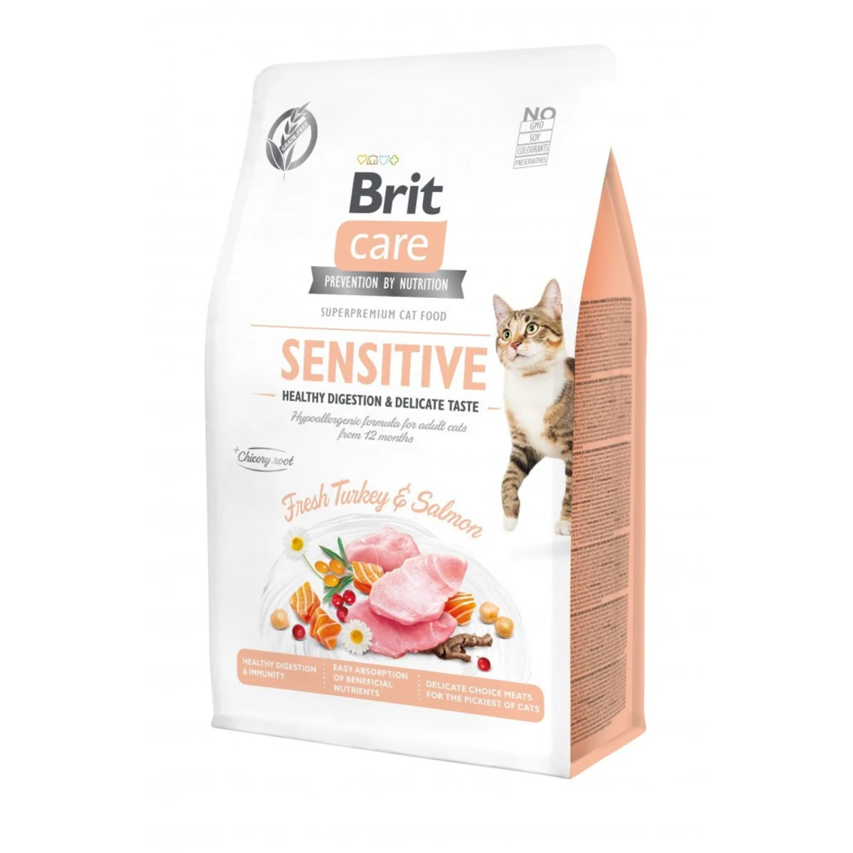 Корм сухий Brit Care Cat Grain Free Sensitive HDigestion Delicate Taste для котів з чутливим травленням індичка та лосось — зображення 1