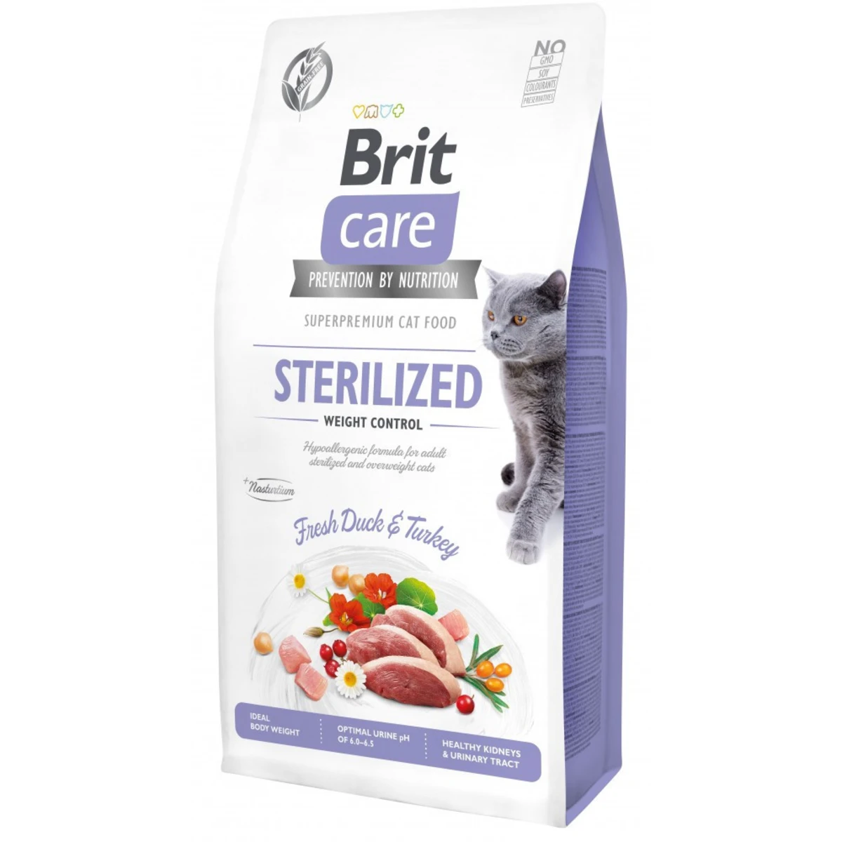 Корм сухий Brit Care Cat Grain Free Sterilized Weight Control для стерилізованих котів з надмірною вагою з качкою та індичко — зображення 1