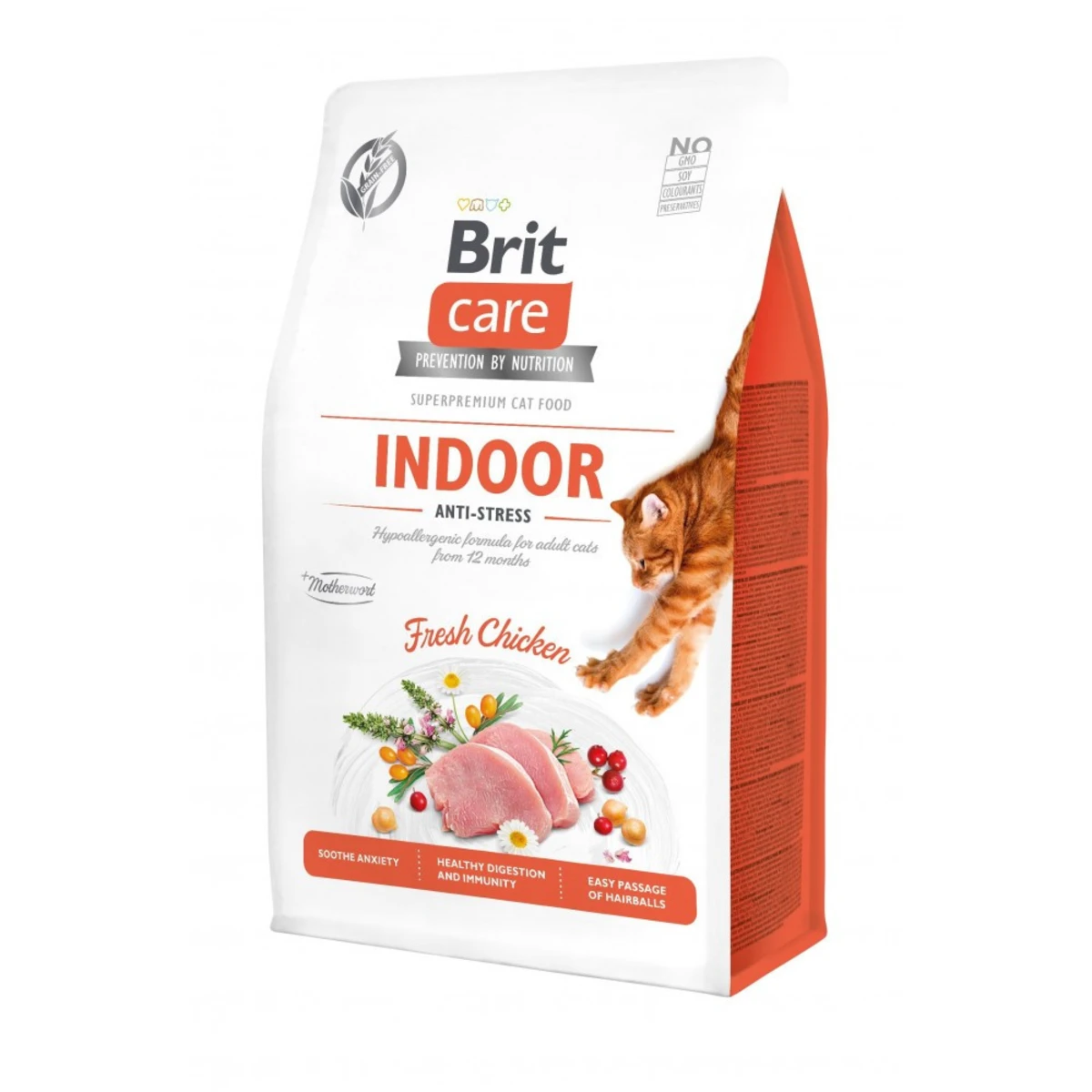 Корм сухий Brit Care Cat Grain Free Indoor Anti-stress для дорослих домашніх котів гіпоалергенний з куркою — зображення 1
