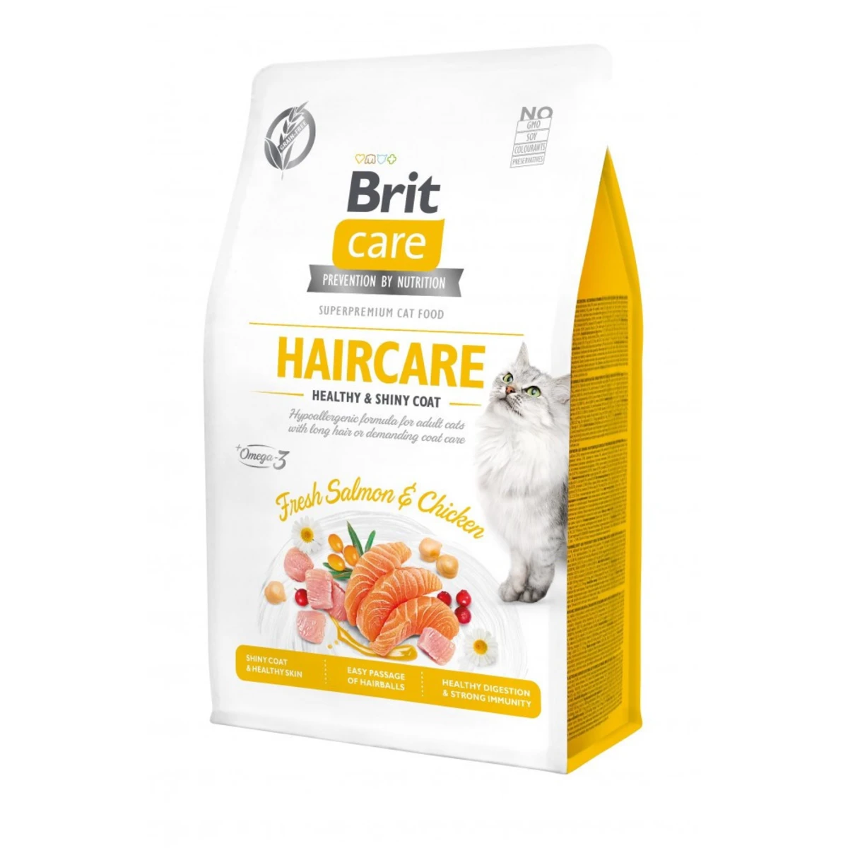 Корм сухий Brit Care Cat Grain Free Haircare Healthy and Shiny Coat для котів догляд за шкірою і шерстю лосось та курка — зображення 1