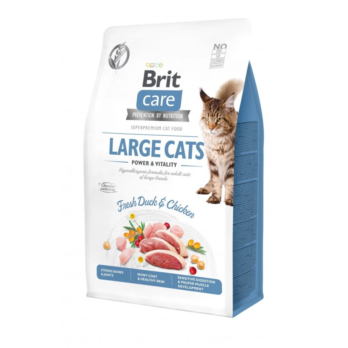 Корм сухий Brit Care Cat Grain Free Large Power Vitality для дорослих котів великих порід з качкою та куркою — зображення 1