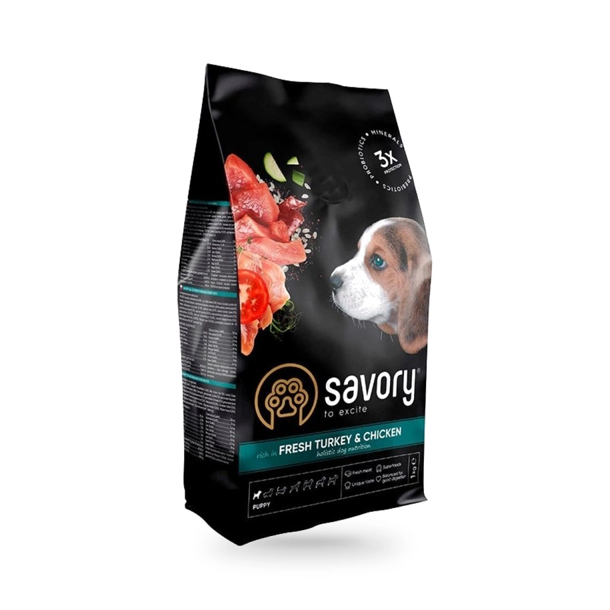 Корм сухий Savory Puppy rich in Fresh Turkey and Chicken для цуценят всіх порід зі свіжою індичкою і куркою — зображення 1