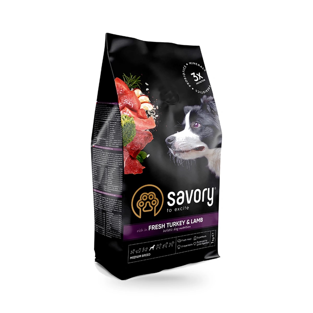 Корм сухий Savory Medium Breed rich in Fresh Turkey and Lamb для дорослих собак середніх порід зі свіжим ягням — зображення 1