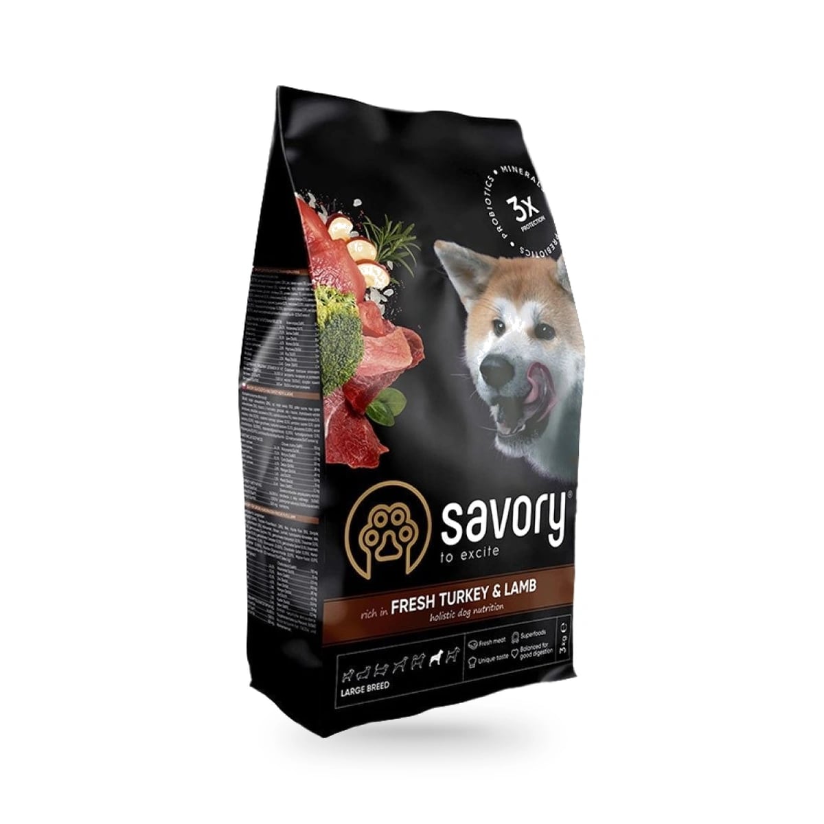 Корм сухий Savory Large Breeds rich in Fresh Turkey and Lamb для дорослих собак великих порід зі свіжим ягням та індичкою — зображення 1