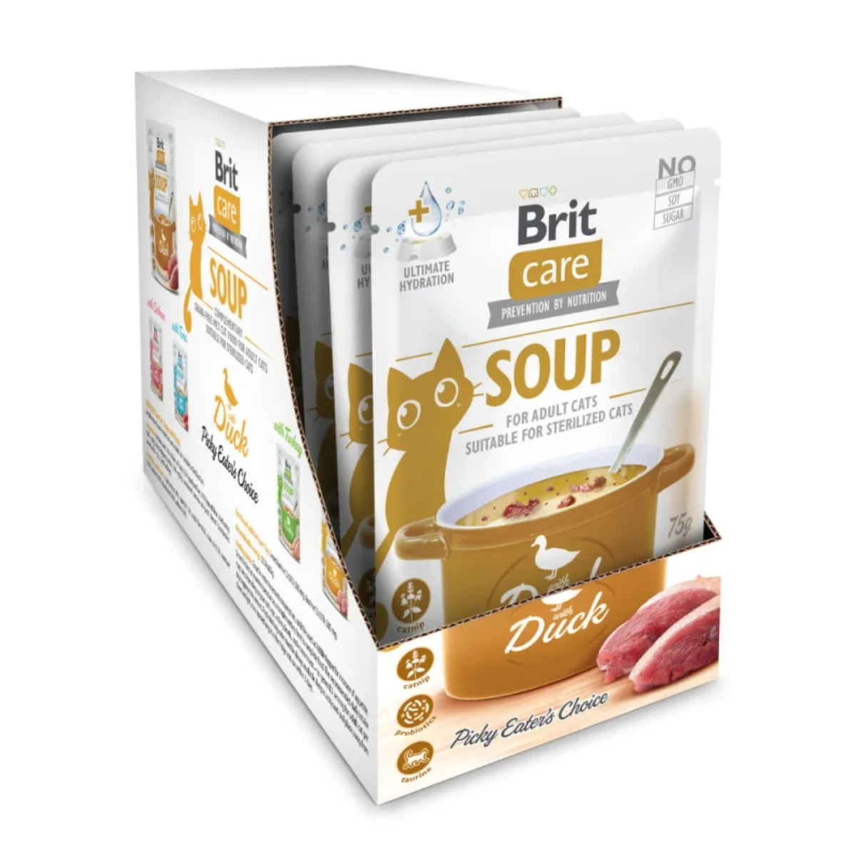 НАБІР Корм вологий Суп для котів Brit Care Soup with Duck з качкою 75 г 8 шт