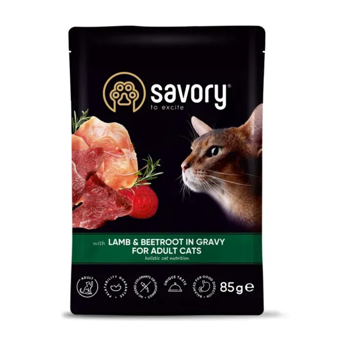 Корм вологий Savory Adult Cat Pouch Lamb and Beetroot in Gravy для дорослих котів з ягням та буряком у соусі 85 г — зображення 1