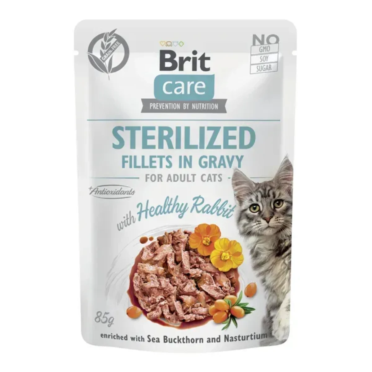 Корм вологий Brit Care Fillets in Gravy Healthy Rabbit Sterilized д/стерилізованих котів філе в соусі з кроликом 85г — зображення 1