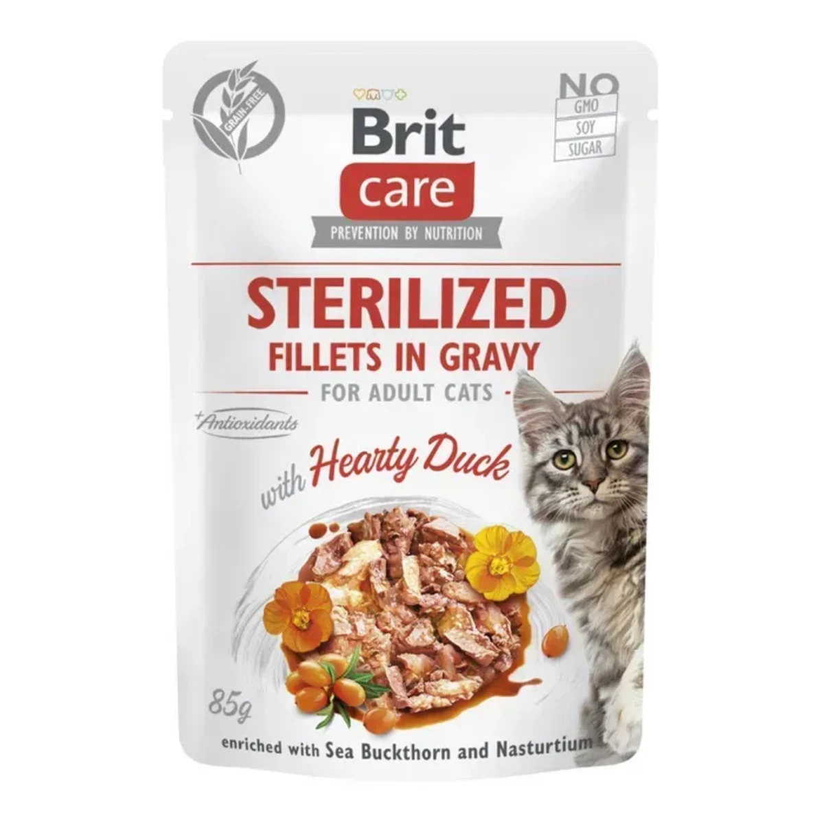 Корм вологий Brit Care Fillets in Gravy Hearty Duck Sterilized д/стерилізованих котів філе в соусі з качкою 85 г — зображення 1