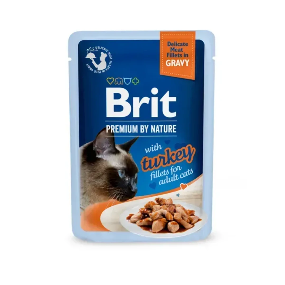 Корм вологий Brit Premium Delicate Fillets in Gravy Turkey для котів філе індички в соусі 85 г — зображення 1