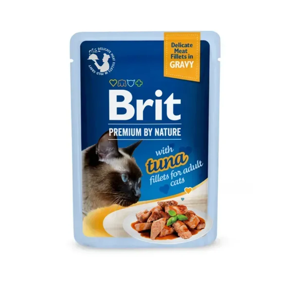 Корм вологий Brit Premium Delicate Fillets in Gravy Tuna для котів філе в соусі тунець 85 г — зображення 1