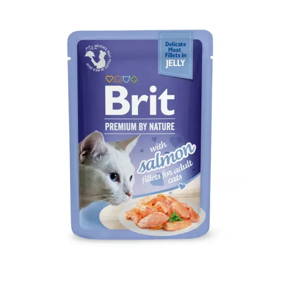 Корм вологий Brit Premium Delicate Fillets in Jelly Salmon для котів, філе в желе лосось 85 г