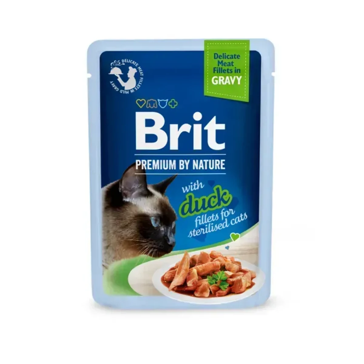 Корм вологий Brit Premium Delicate Fillets in Gravy Duck for Sterilised для стерилізованих котів, філе в соусі качка 85 г
