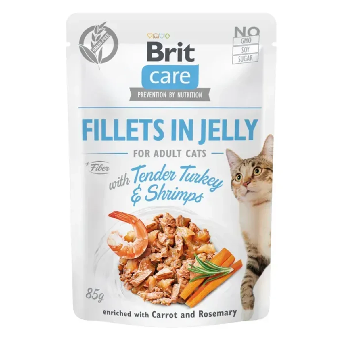 Корм вологий Brit Care Fillets in Jelly Tender Turkey and Shrimps д/котів філе в желе з індичкою та креветками 85 г — зображення 1