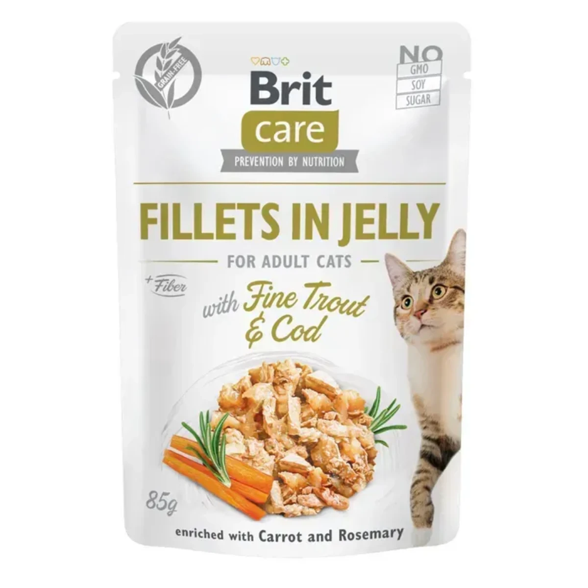 Корм вологий Brit Care Fillets in Jelly Fine Trout and Cod д/котів філе в желе з тріскою та фореллю 85 г — зображення 1