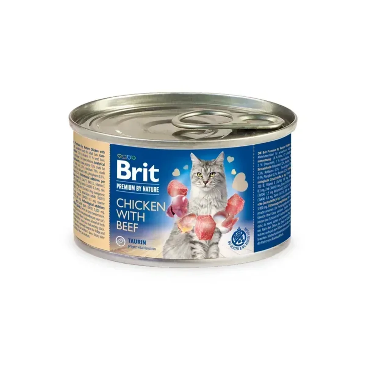 Корм вологий Brit Premium by Nature для котів з куркою та яловичиною 200 г — зображення 1