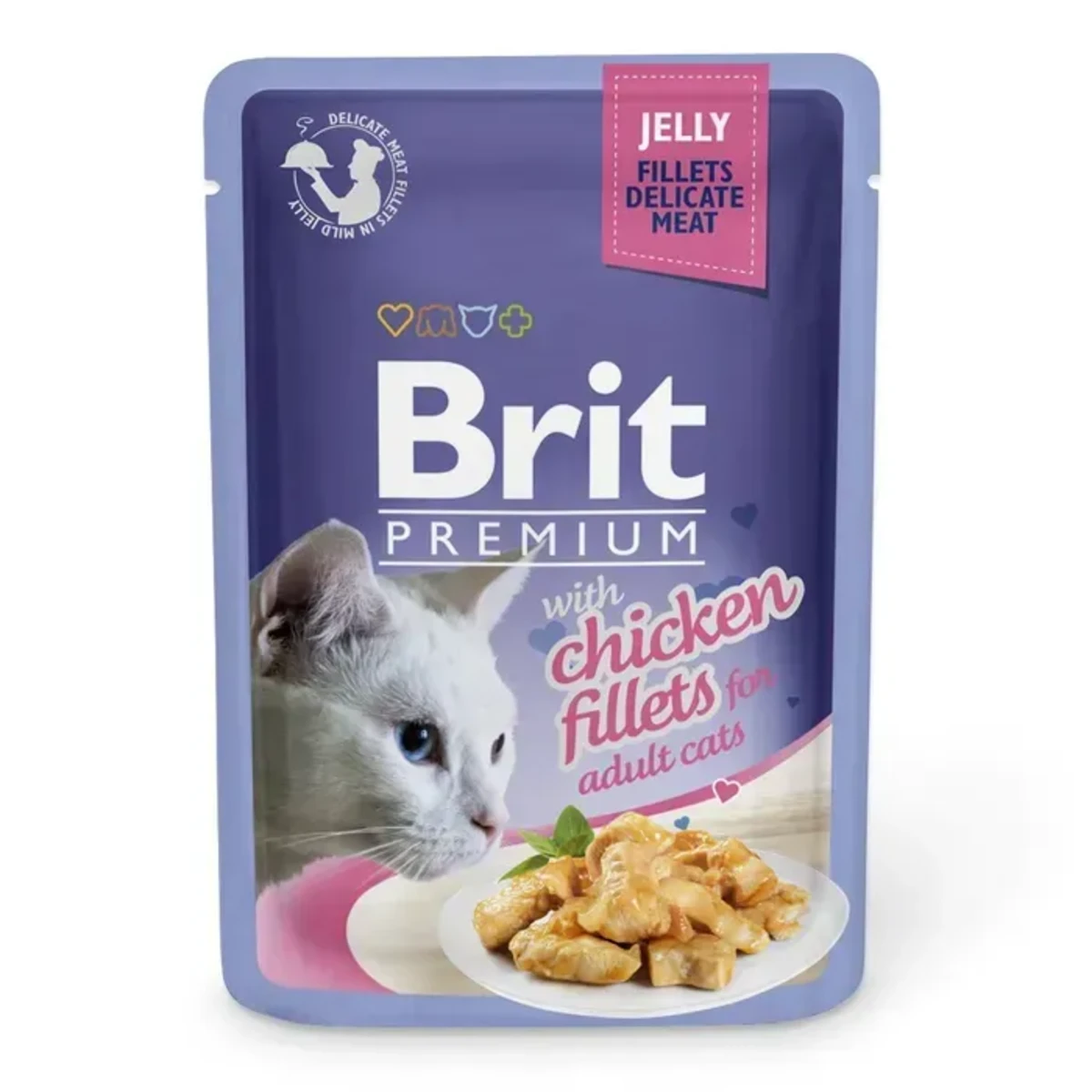 Корм вологий Brit Premium Cat Chicken Fillets Jelly pouch для котів, філе курки в желе 85 г