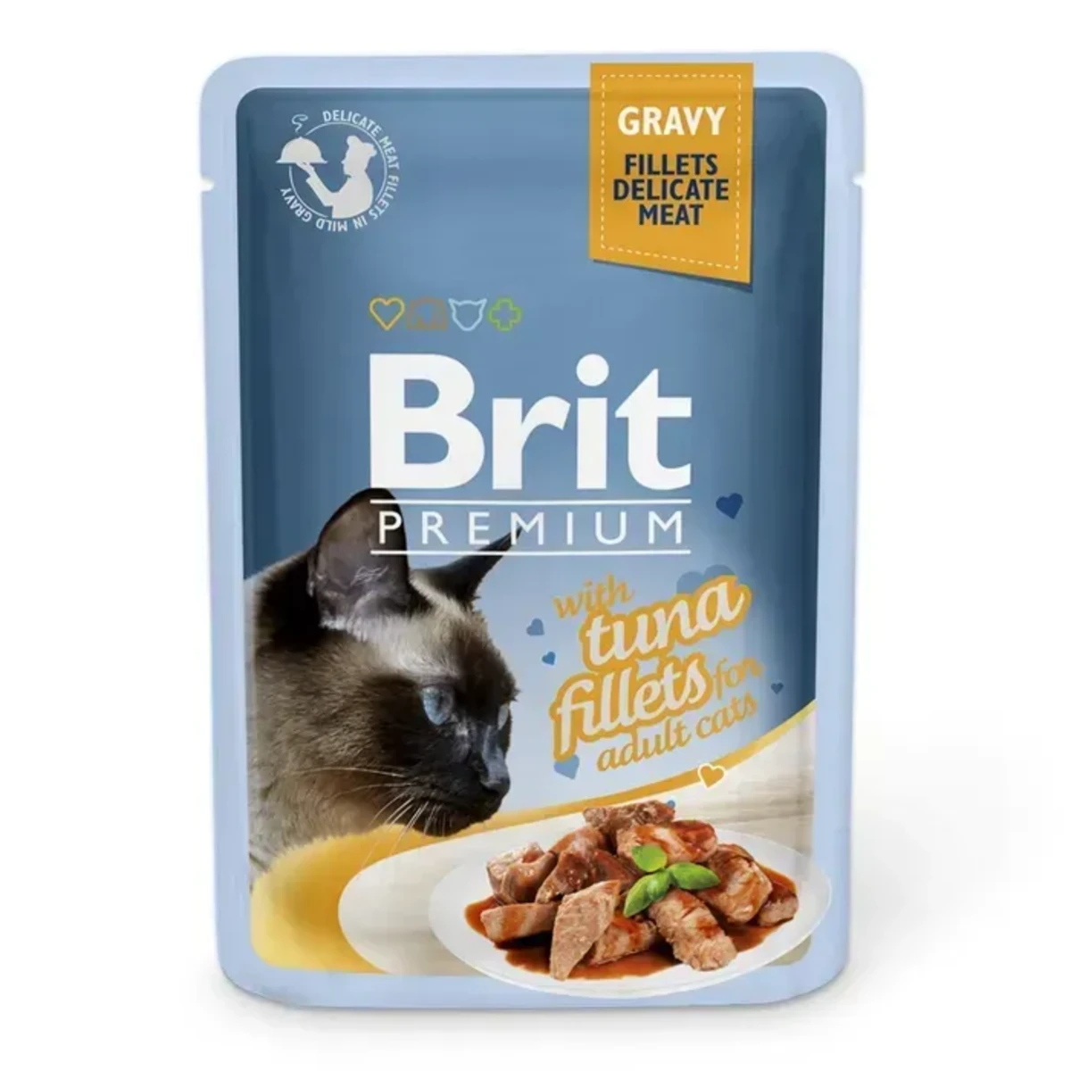 Корм вологий Brit Premium Cat Chicken Fillets Gravy pouch для котів філе курки в соусі 85 г — зображення 1