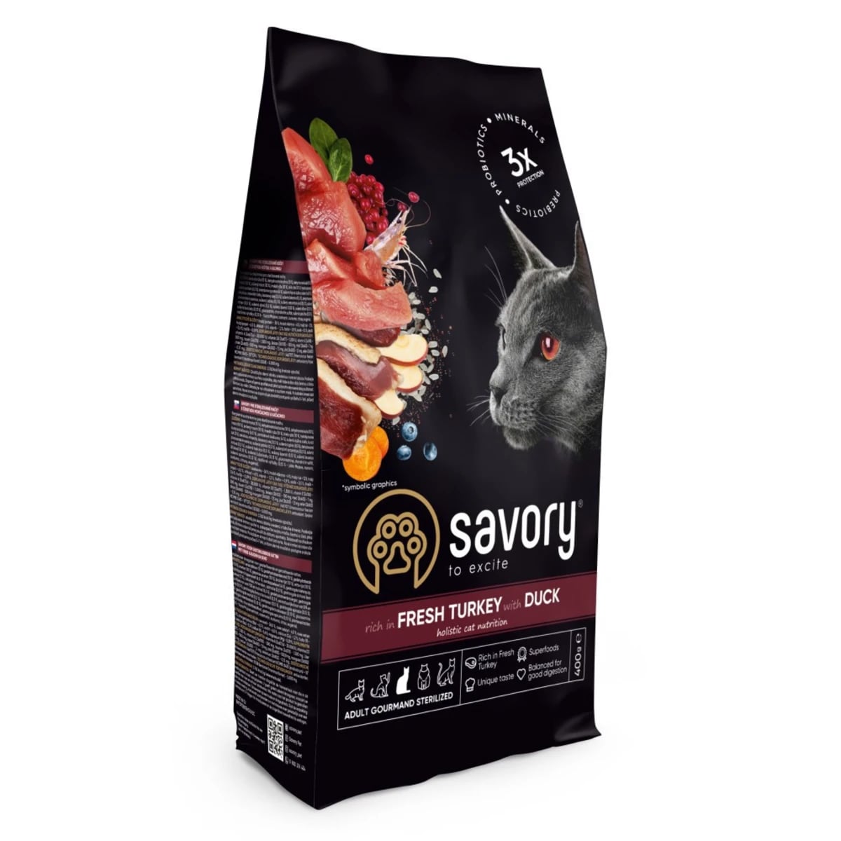 Корм сухий Savory Adult Cat Steril Fresh Turkey with Duck для стерилізованих котів з індичкою та качкою — зображення 1