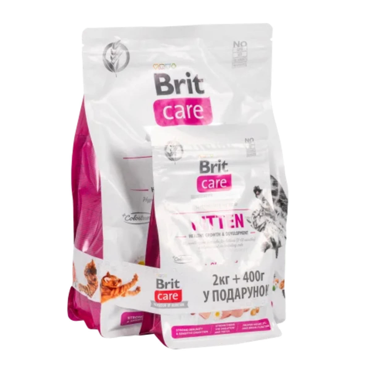 НАБІР Корм сухий Brit Care GF Kitten Healthy Growth and Development для кошенят, курка та індичка 2 кг + 400 г