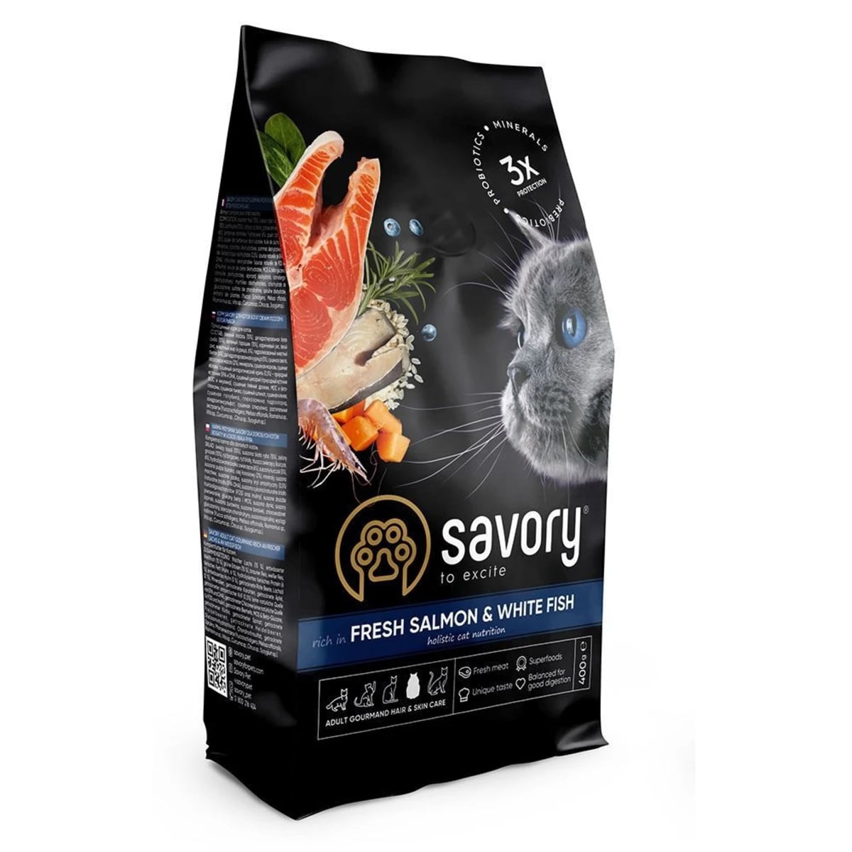 Корм сухий Savory Adult Cat Gourmand Fresh Salmon and White Fish для дорослих котів зі свіжим лососем і білою рибою — зображення 1