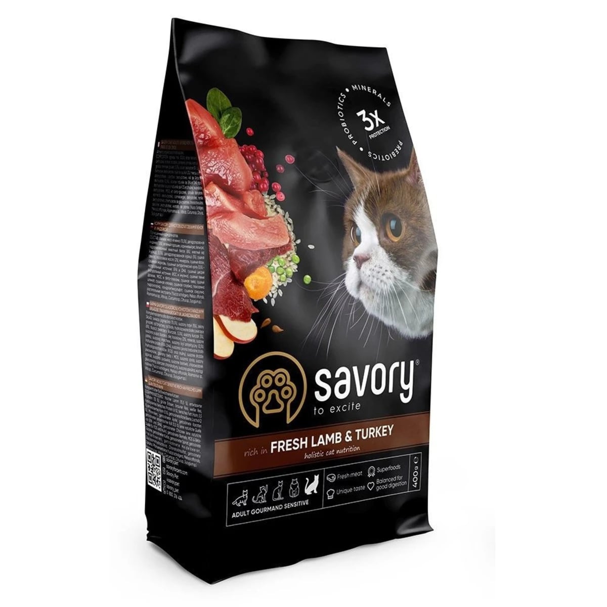 Корм сухий Savory Adult Cat Sensitive Digestion Fresh Lamb and Turkey для дорослих котів з чутливим травленням зі свіжою ягнятиною та індичкою — зображення 1