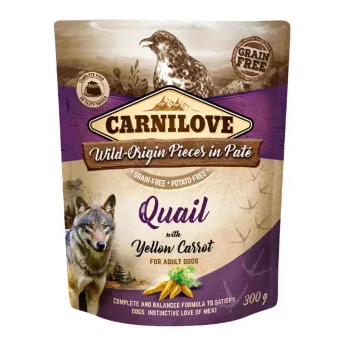Корм вологий Carnilove Paté Wild Quail with Yellow Carrot для собак с перепілкою і морквою — зображення 1