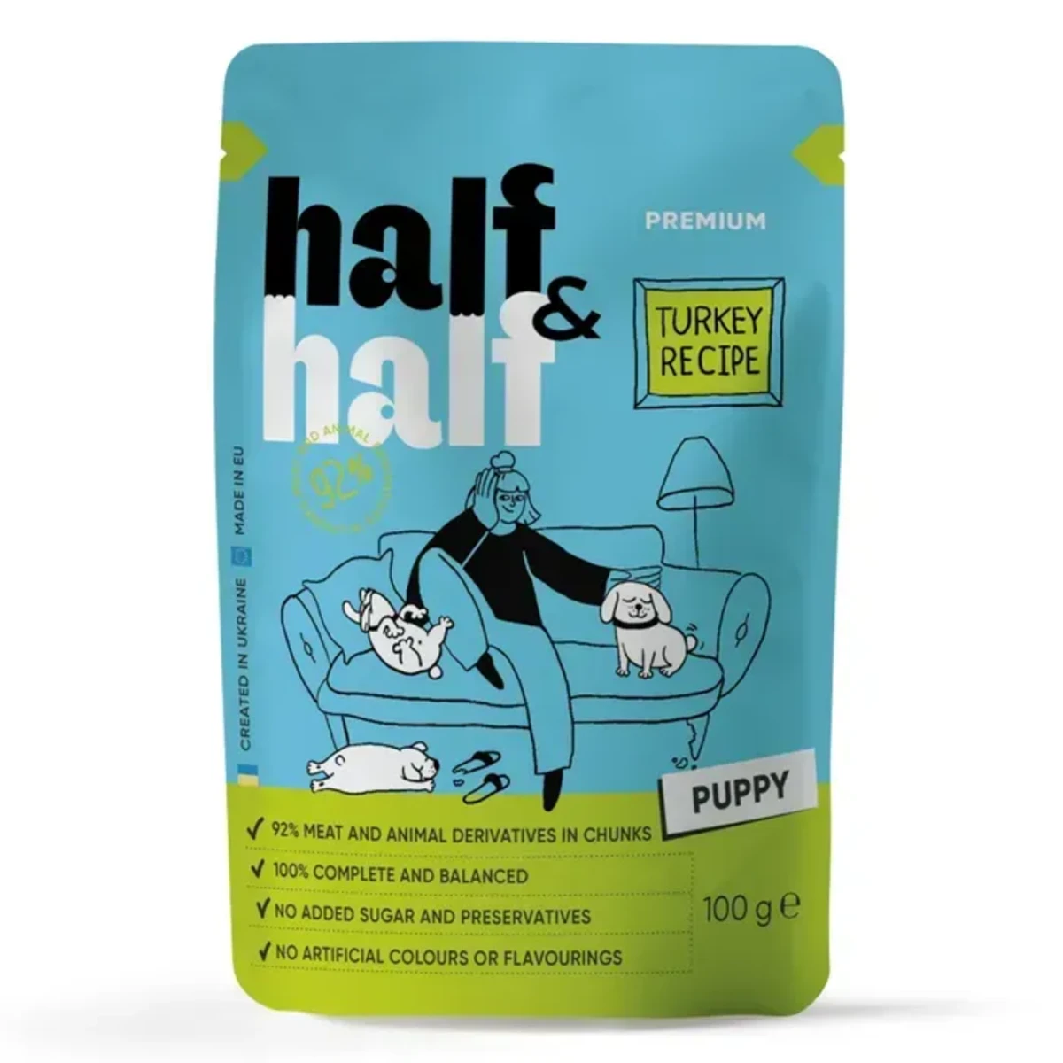 Корм вологий Half&Half Turkey in Gravy for Puppy шматочки індички в соусі для цуценят 100 г — зображення 1