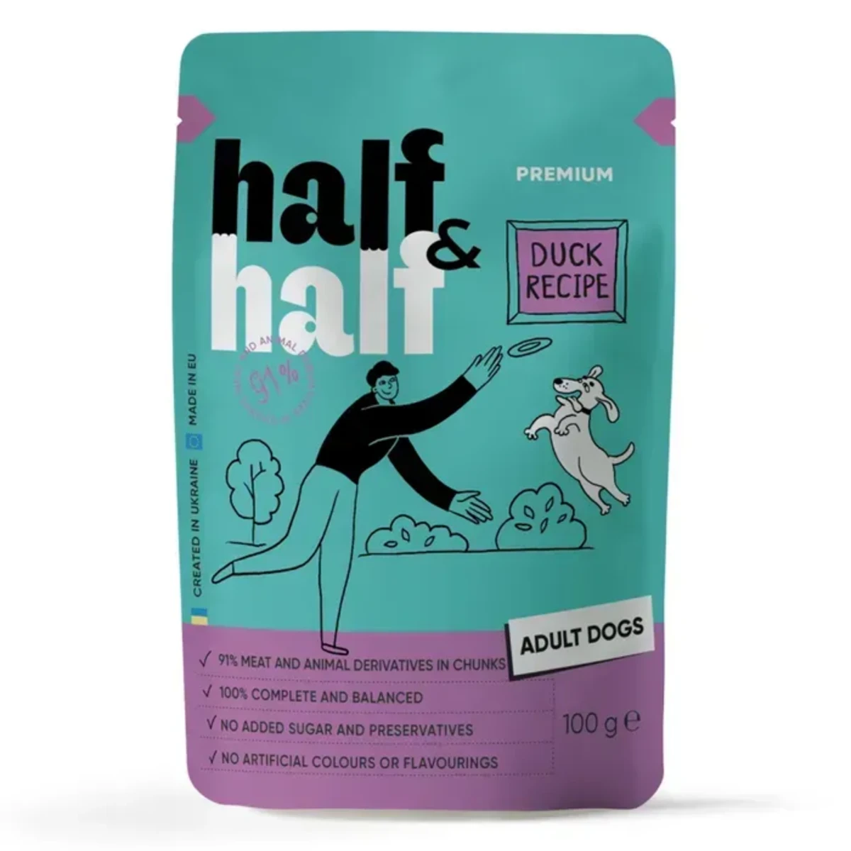 Корм вологий Half&Half Duck in Gravy for Adult Dogs шматочки качки в соусі для дорослих собак 100 г