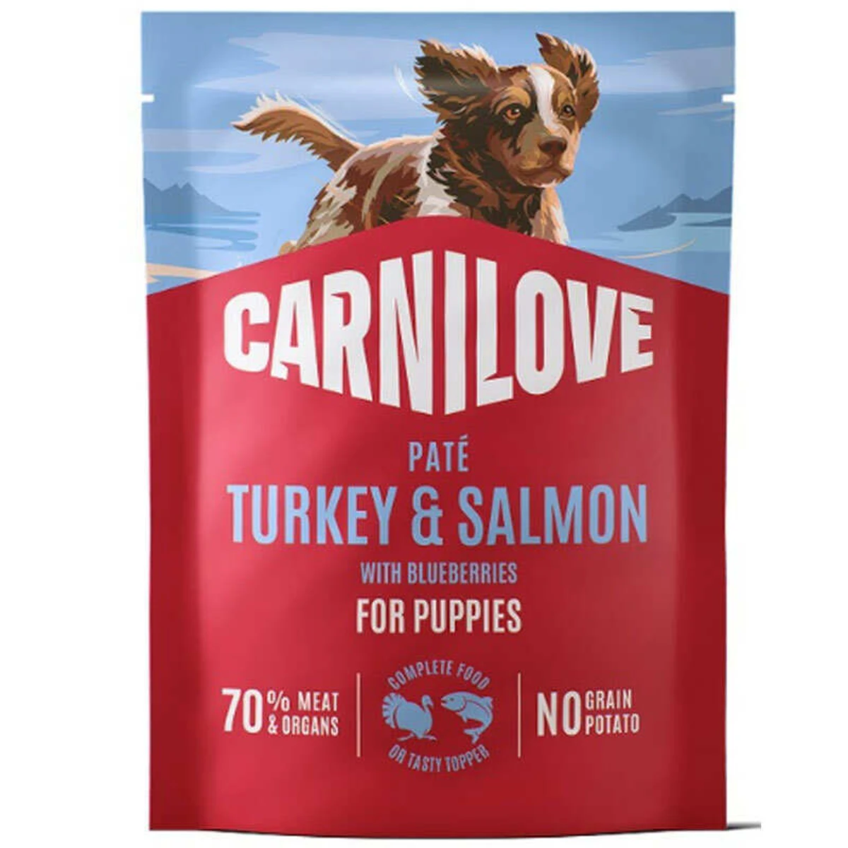Корм вологий Carnilove Pate Salmon with Blueberries for Puppies пауч для цуценят з лососем і чорницею — зображення 1