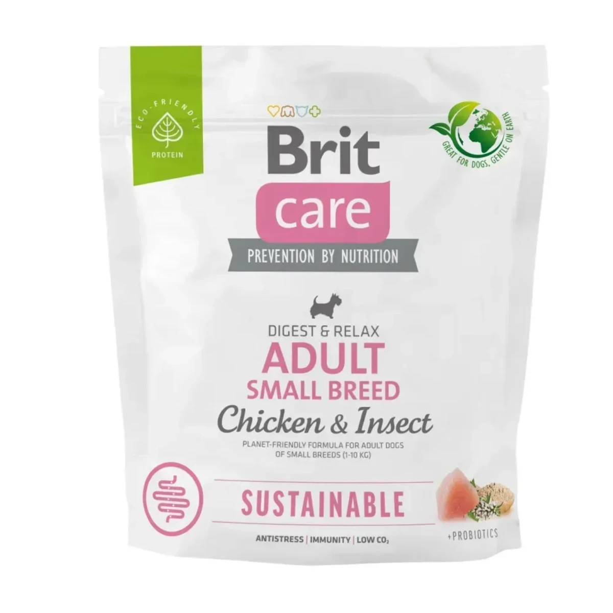 Корм сухий Brit Care Dog Sustainable Adult Small Breed для собак малих порід з куркою та комахами — зображення 1