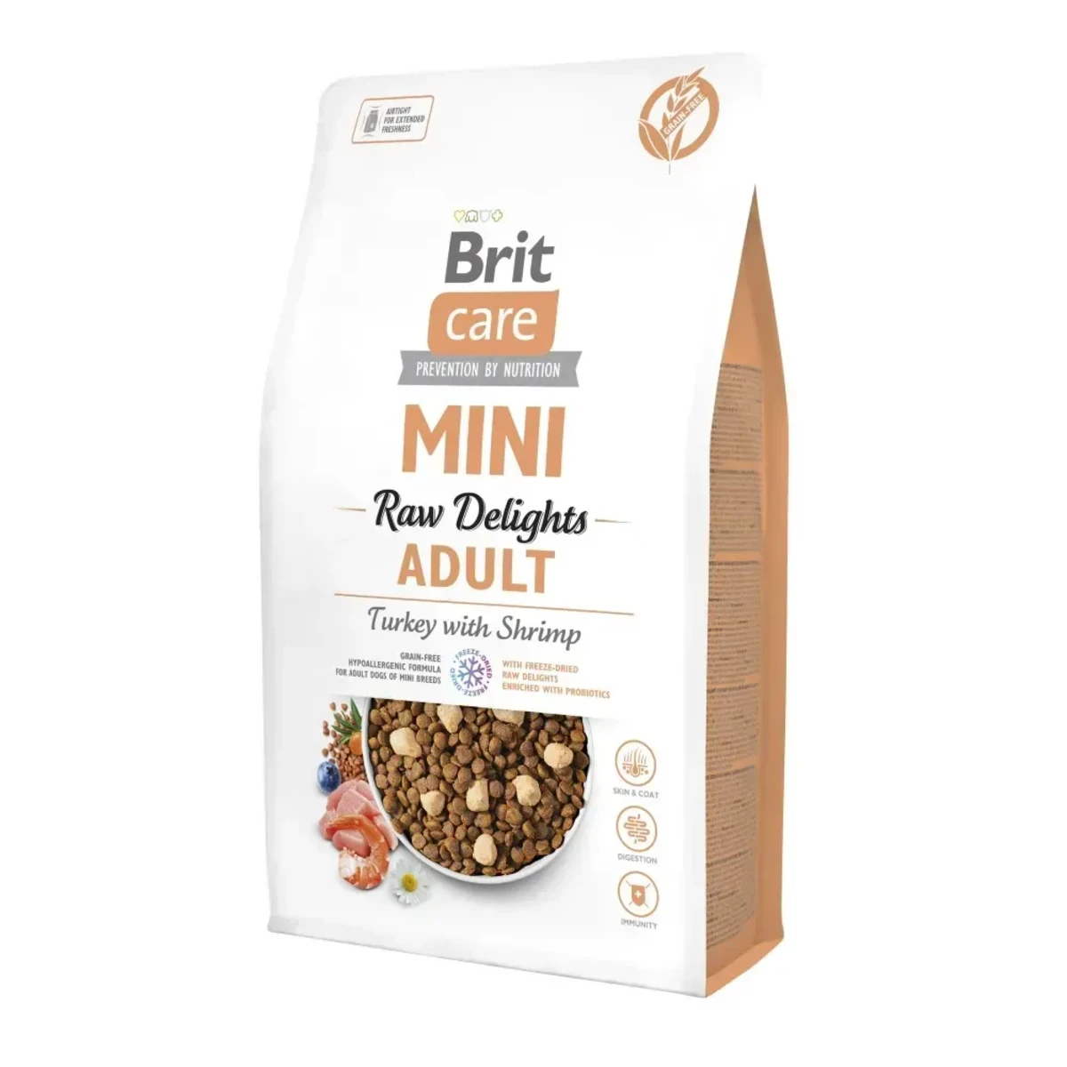 Сухий корм для собак малих порід Brit Care Mini Raw Delights Turkey with Shrimp з індичкою та креветками — зображення 1