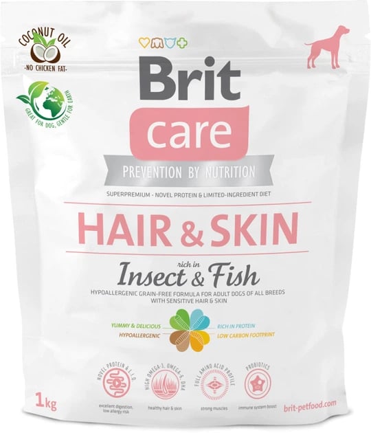 Brit Care Dog Insect Fish корм для собак с насекомыми и рыбой для кожи и шерсти 1 kg