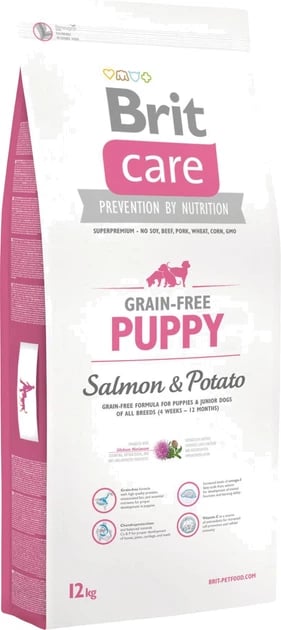Корм сухий Brit Care Dog Grain-Free Puppy Salmon and Potato для цуценят та молодих собак усіх порід з лососем та картоплею 12 кг