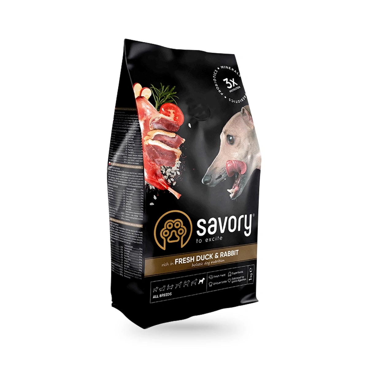 Корм сухий Savory Adult All Breeds rich in Fresh Duck and Rabbit для собак усіх порід зі свіжою качкою та кроликом — зображення 1