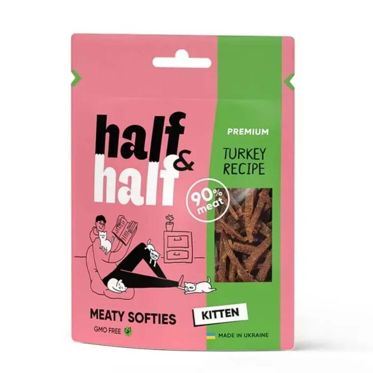 Ласощі Half&Half м'ясні смужечки для кошенят, з індичкою 50 г