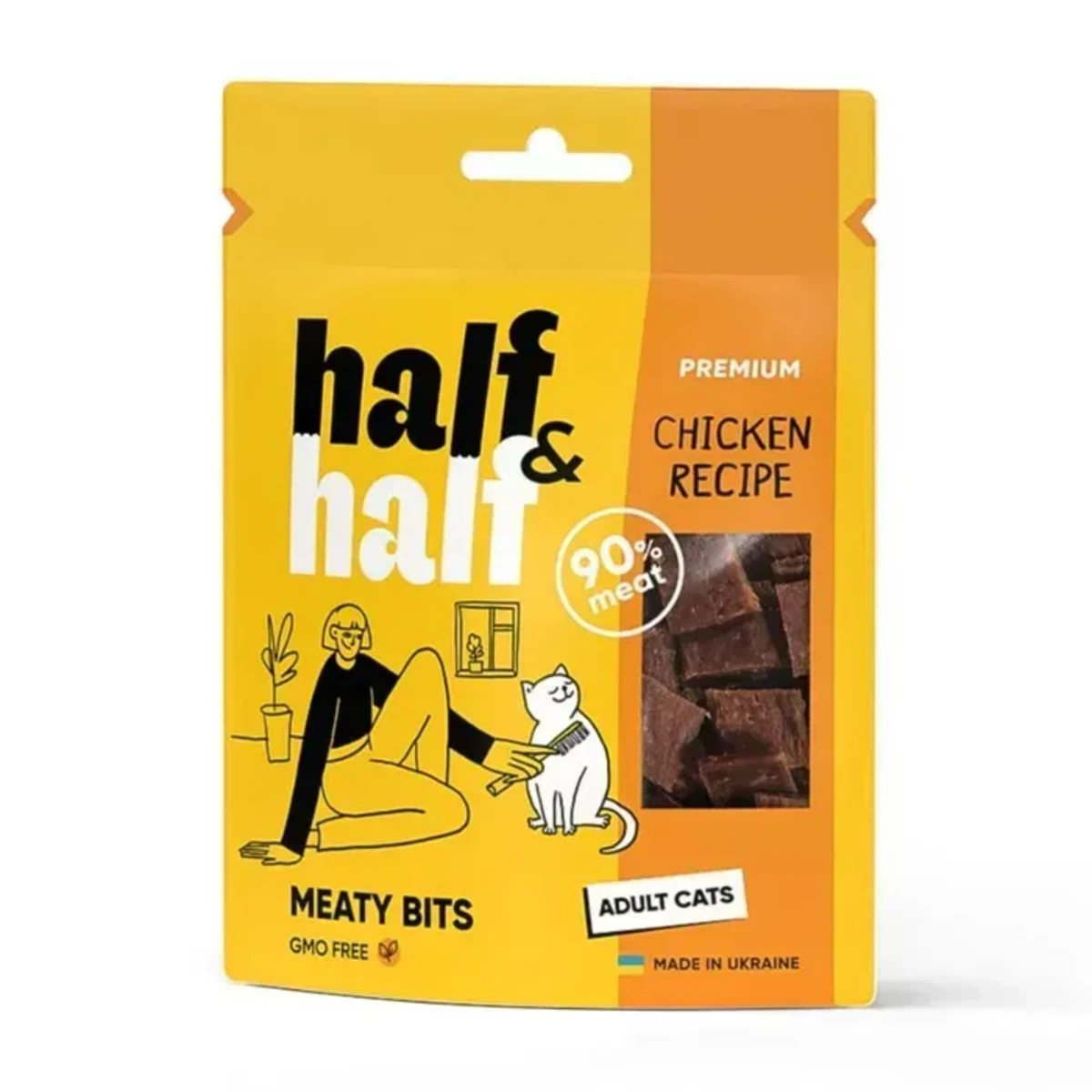 Ласощі Half&Half м'ясні шматочки для котів, із куркою 50 г